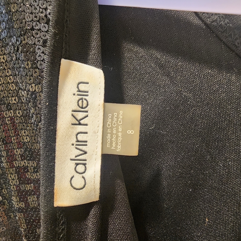 Calvin Klein Black Sequin Jumpsuit with Belt Size 8 - Picture 2 of 16